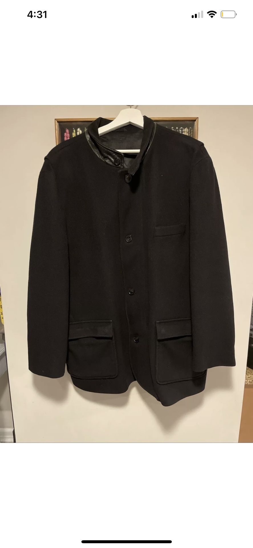 MEN'S ING. LORO PIANA & C. BLACK %100 Wool Jacket COAT Regular Size (L)
