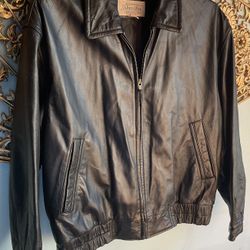 Men’s black leather Coat-size Medium-$50 Firm,No Holds Or Spam