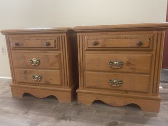 Two Solid Wood Nightstands 