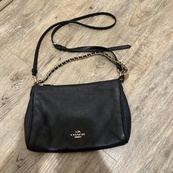 Coach Black Leather Dual Strap Purse 