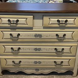 Beautiful Wood Floral Painted Dresser.
