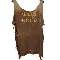 Maui Gold Distressed Vintage Tank Size M/L