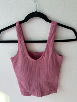 Pink Ribbed Crop Tank Top