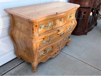 French Provincial Pine Bombe Chest of Drawers