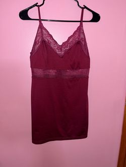 Burgundy Lace Trim Mini Slip Dress
