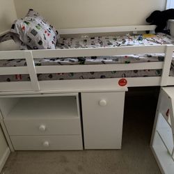 Bed, Desk and Storage Set