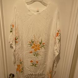 White Floral Print Kaftan