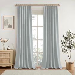 Pleated Blackout Curtains, 2 Panel, Gray