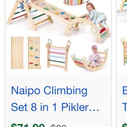Brand New In Box 8 In 1 Pikler Climbing Set 