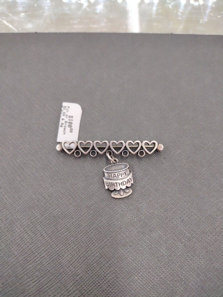 James Avery Heart Broach With Happy Birthday Charm