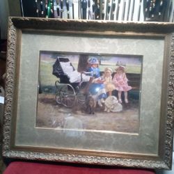 Mothers And Daughters Sitting At A Park Or Painting