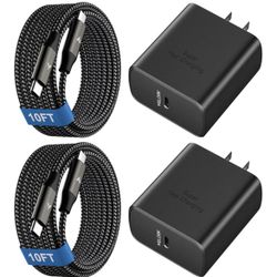 45W Super Fast Charger USB C, 45 Watt Type-C Android Phone Charger Fast Charging Block with 10FT Type C Cords for Samsung Galaxy S25 Ultra/S24 Ultra/S