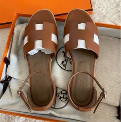 Hermes Santorini Sandals Brown