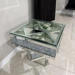 Crystal Modern Mirrored Side Table