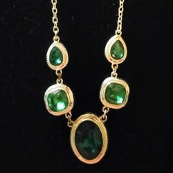 Silver and Green Stone Necklace