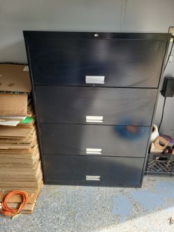 Large black office filing cabinet