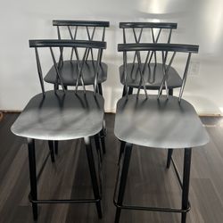 4 Black Metal Counter Height Barstool 