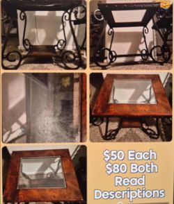 Two Glass End Tables Set