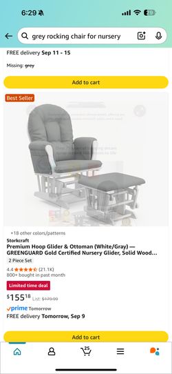 Storkcraft Glider Rocking Chair – Gray/White