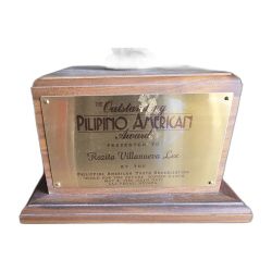 Art Deco Winged Victory Bronze Trophy 1992 Las Vegas Filipino American Award