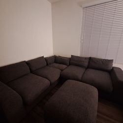 Mercury Row Sectional Linen Couch With 2 Ottomans OBO