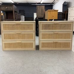 Sharpie on them - 2 Large Rattan Matching Nightstands/ Nightstand Set / End Tables / Side Tables 