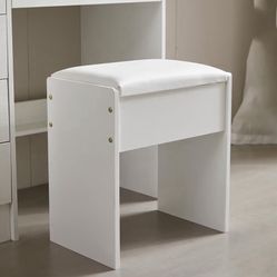 Simple white stool with cushioned seat 9.5x14.5x15”