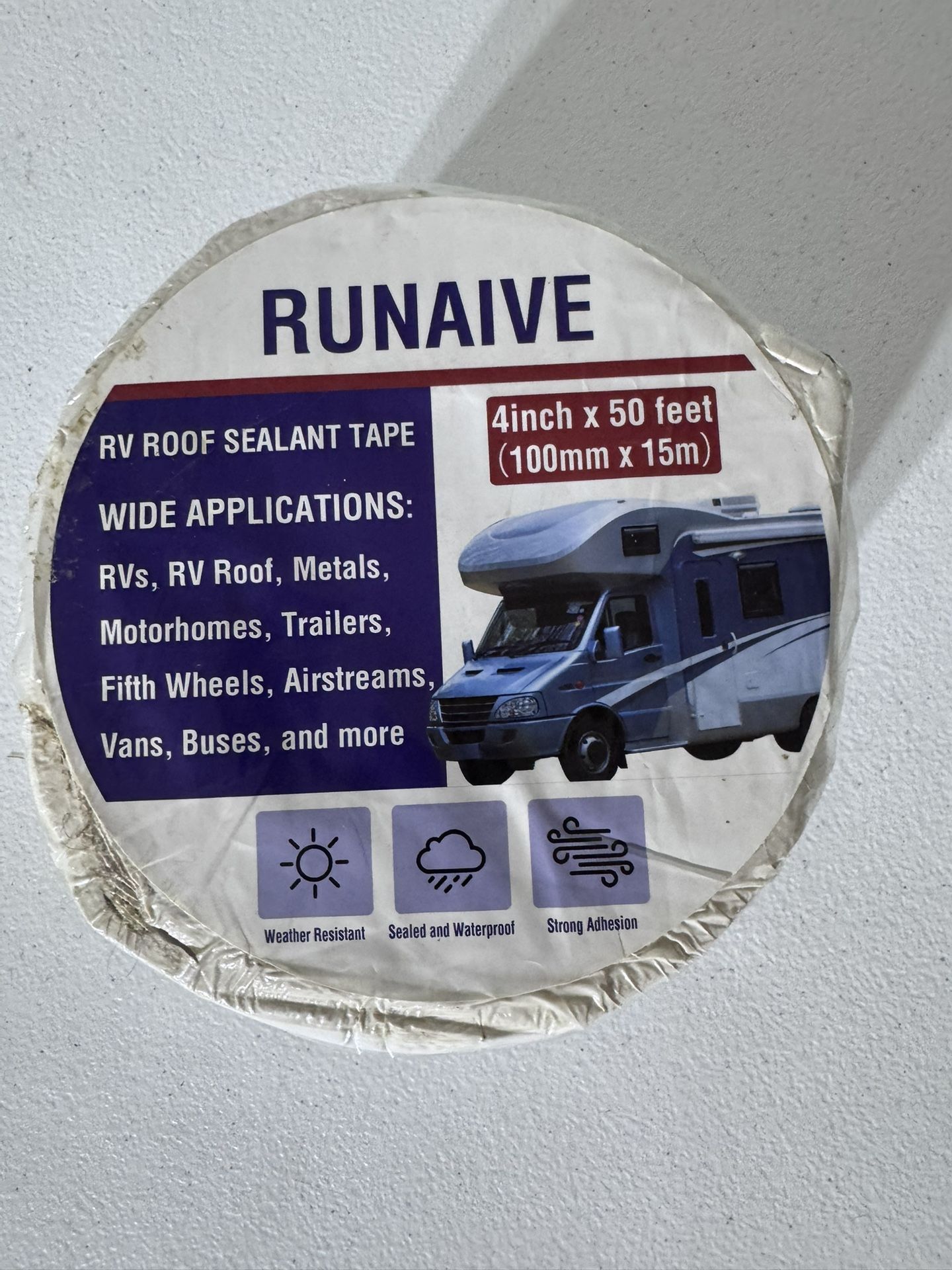 Runaive RV Roof Sealant Tape – 4” x 50ft – NEW