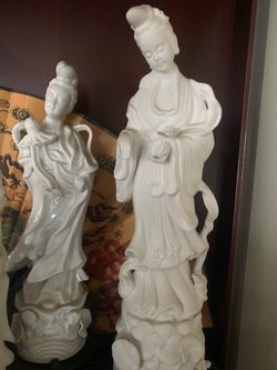 White Porcelain Guanyin Figurines – Set of 2