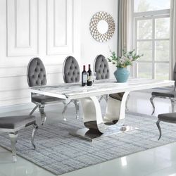 Paris Collection 7 PCS Marble table top dining set-available in 4 colors Now On Sale 3389.00 Free Delivery 🚚 