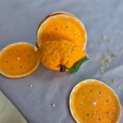 Handmade Orange Slice Coaster Set