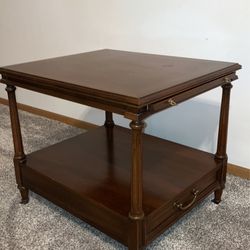 End Table/ Night Stand With Slide Out Top Tray And Bottom Drawer