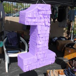 number 1 2ft purple birthday piñata 