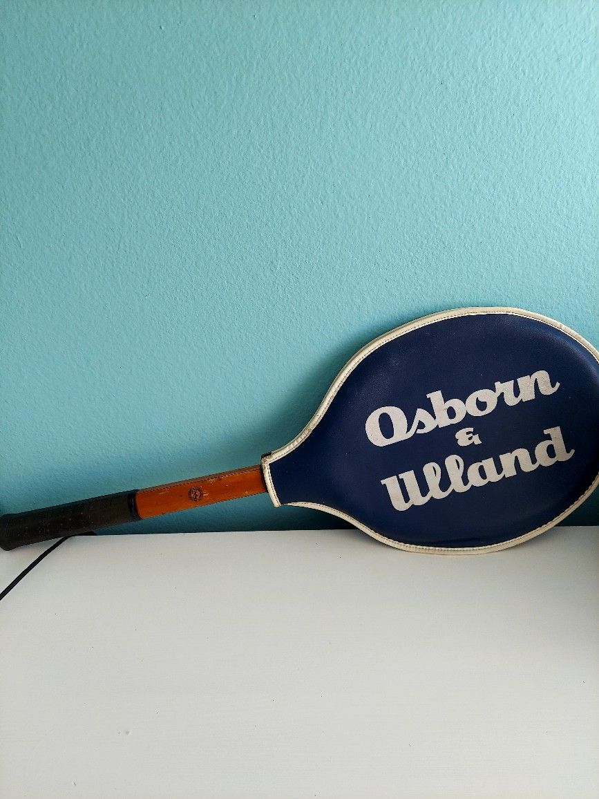 Vintage A.G. Spalding & Bros. Mercer Beasley Wooden Tennis Racket with Osborn & Ulland Cover