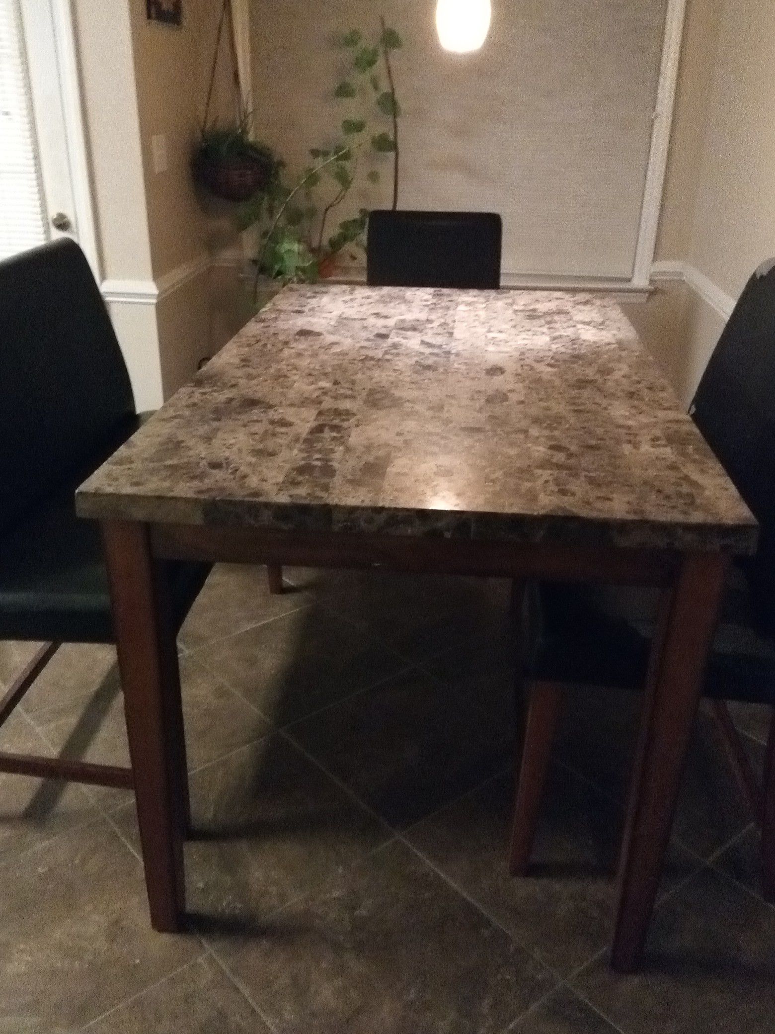 Granite-top Kitchen Table w/benches