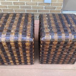 Pier One- A Set Of Rattan/Wicker Sitting Stools, Preloved