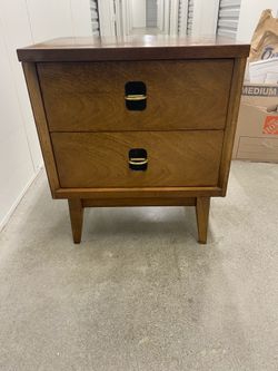 Nightstand 2-Drawer w/ Storage, Metal Drop Pulls