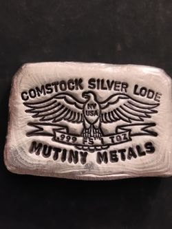 RARE Mutiny Metals 1 oz Poured Silver Bar "Comstock Silver Lode" Eagle (Retired)