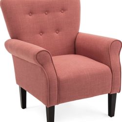 BELLEZE Coral Red Modern Accent Chair, High Back Armchair, Upholstered Wingback Side Chair - New in Box