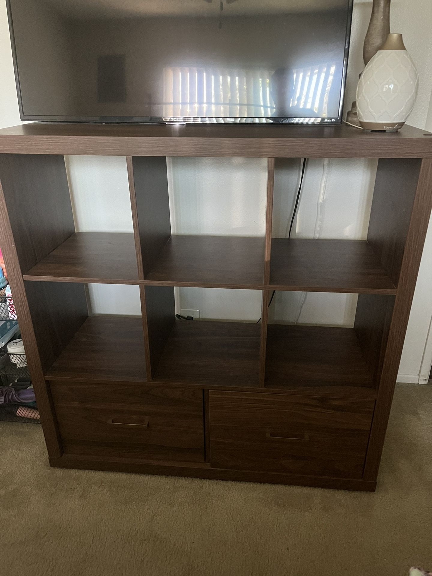 6 Cube Storage Book Case With Drawers 