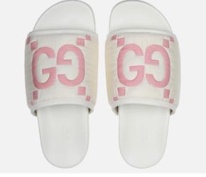 NEW GUCCI LADIES WHITE JUMBO GG SLIDES SANDALS FLIP FLOPS SHOES 41/US 11
