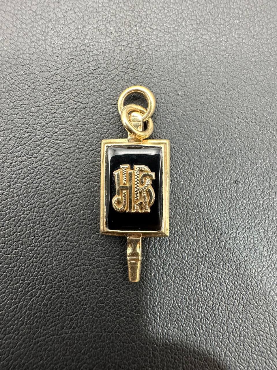 10k Yellow gold and Black Onyx charm for bracelets or necklace 2.5 grams