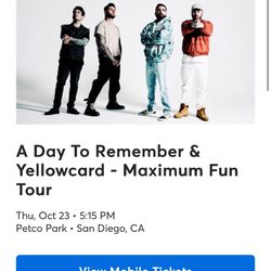 A Day To Remember/ Yellow card Ticket