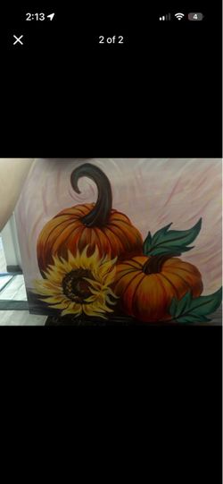 Fall Pumpkins and Sunflower Acrylic Painting