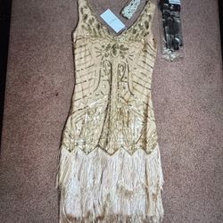 New Small Flapper Black Costume Dress 