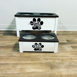 Wood Dog Bowl Stands Personalized 
