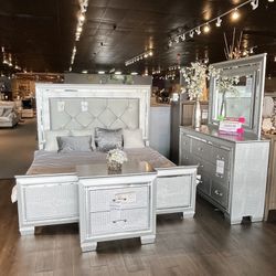 King Bed, Dresser, Mirror And Nightstand 