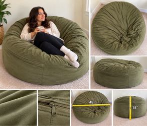 Large Olive Green Bean Bag Chair – Super Comfy