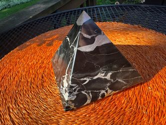 Large Polished Black Marble Stone Pyramid – 4.5” Tall