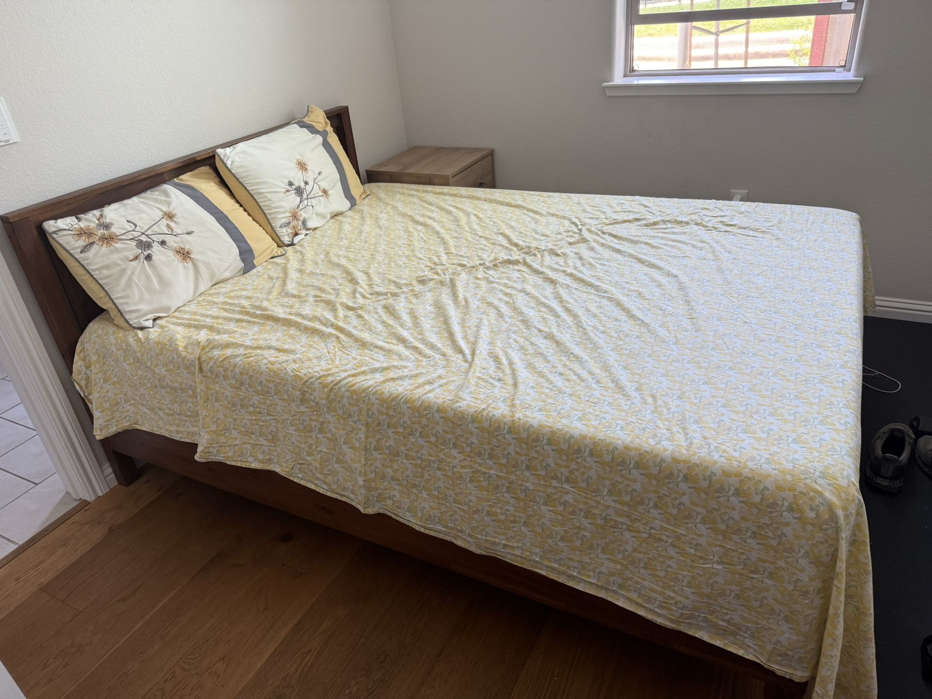 Queen Bed Frame With Side Table